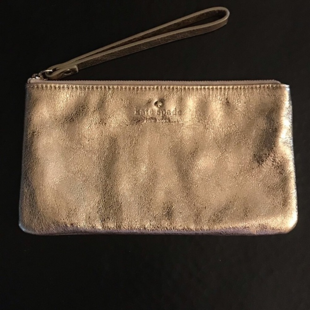 Kate Spade Gold Foil Leather Wristlet Clutch